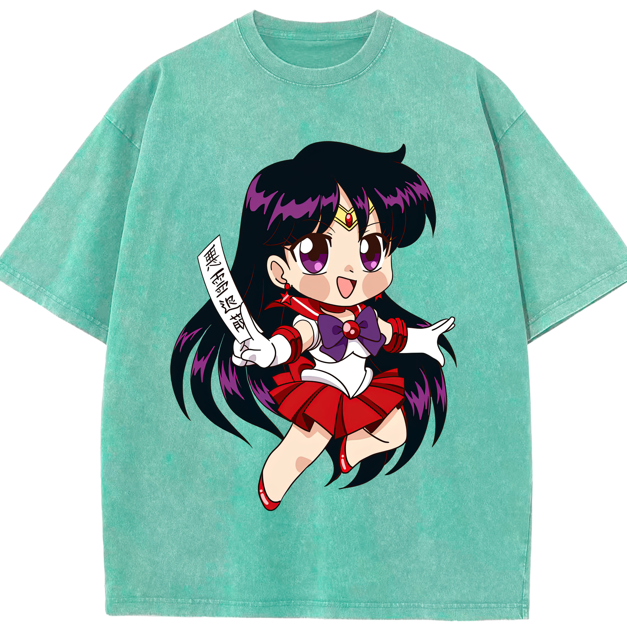 （画像用） 美少女戦士セーラームーン 火野レイ ひの レイ Sailor Moon Hino Rei （セーラーマーズ,Sailor Mars） 綿100% ヴィンテージ風 半袖Tシャツ（フロントプリント）